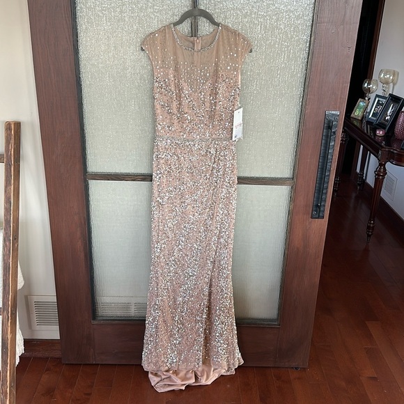 Ms Duggal EMBELLISHED ILLUSION HIGH NECK CAP SLEEVE GOWN size 2 NEW $498 spring - Picture 5 of 13